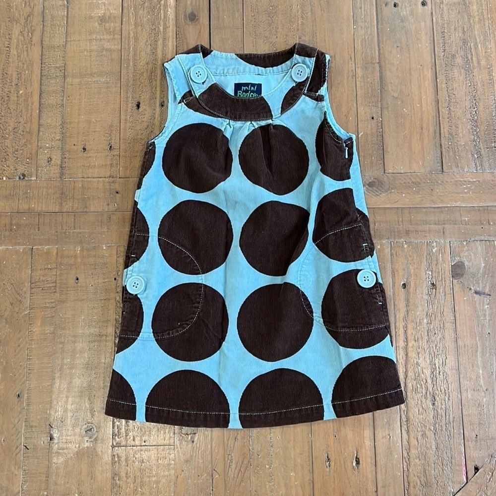 Mini Boden brown polka dot corduroy jumper